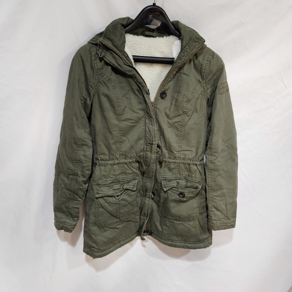 ABERCROMBIE KIDS SHERPA LINED MILITARY PARKA SZ X-LARGE